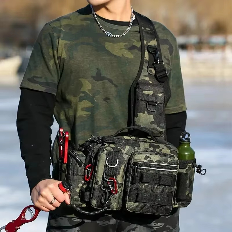 Fishing Belt - Taktische Outdoor-Camping-Klettertasche, Crossbody-Angeltasche, Aufbewahrungsrucksack für Trekking,