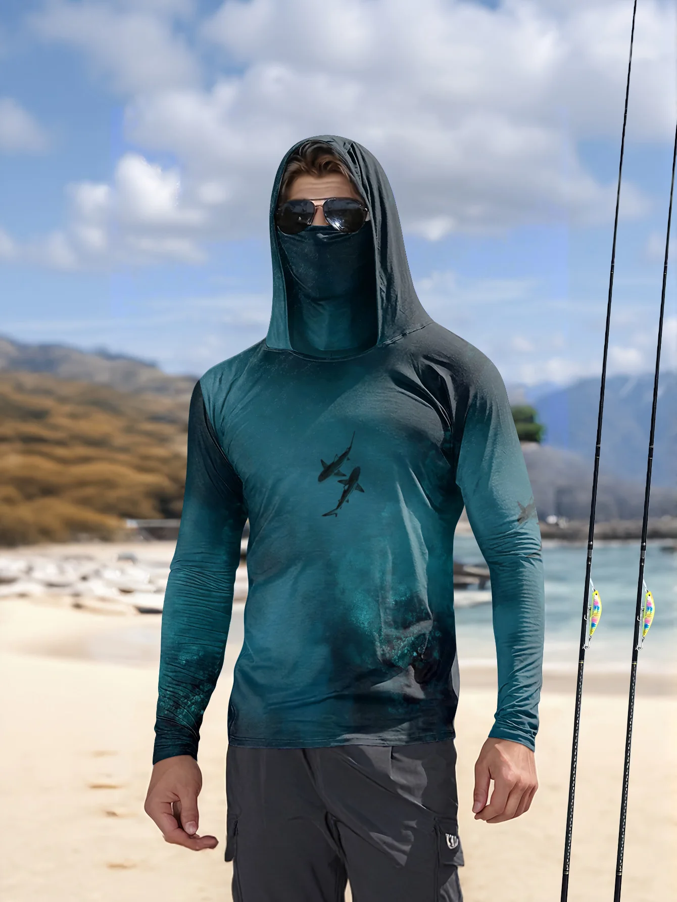 UPF50+ Herren Angel-Hoodie mit – Fishing Mask Sun Protection Bewertung und Preis